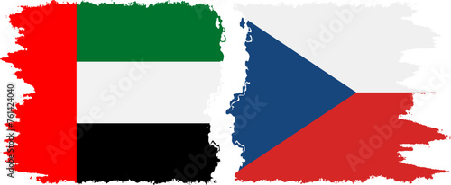 Czech and United Arab Emirates grunge flags connection vector