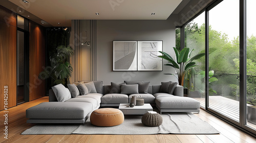 comfortable living apartment in the grey colors