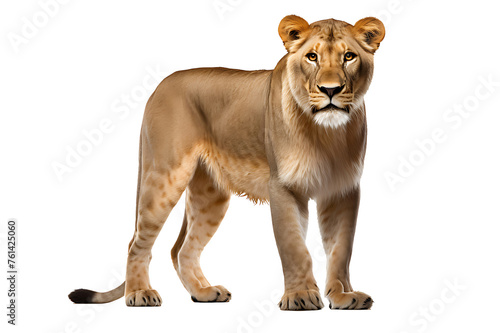 Male and female lions Isolated on a white background