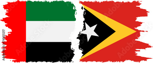 Timor-Leste - East Timor and United Arab Emirates grunge flags connection vector