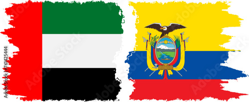 Ecuador and United Arab Emirates grunge flags connection vector
