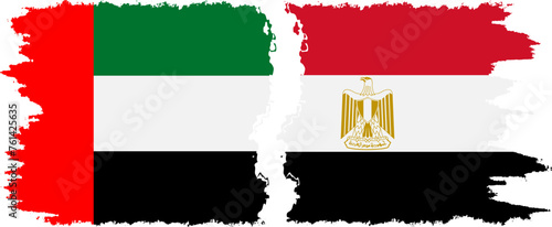Egypt and United Arab Emirates grunge flags connection vector