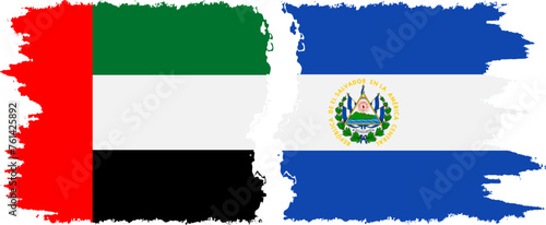 El Salvador and United Arab Emirates grunge flags connection vector