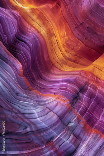 Surreal colorful landscape inspired by Grand Canyon. rock formations. Abstract colorful background image. Created with Generative AI technology