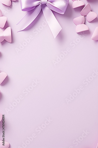 3D rendering, pink origami butterflies, and a bow on a pink background.