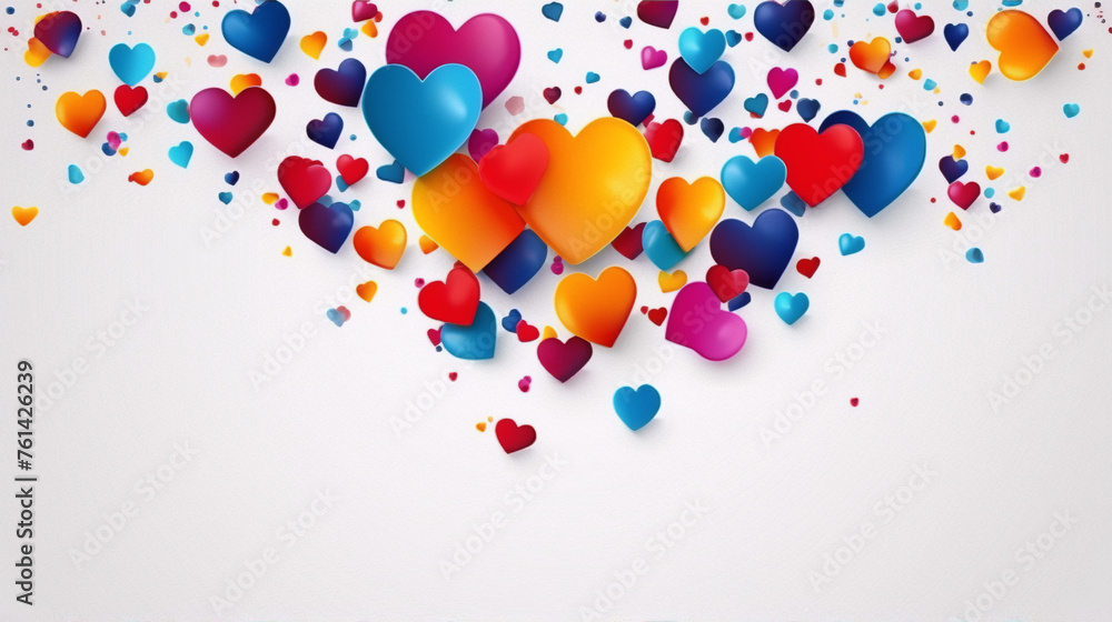 Colorful 3D hearts on white background. Colorful 3D hearts on white background.