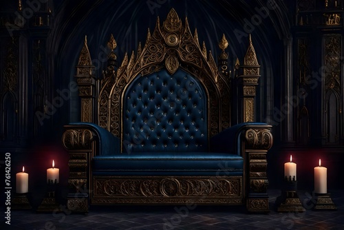 Royal throne, front view, evil and luxury, Halloween scene background
