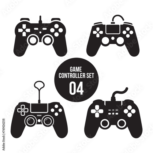 Video game controller silhouette vector set. video game controller, video game controller icon 