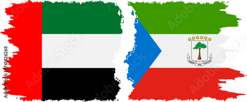 Equatorial Guinea and United Arab Emirates grunge flags connection vector