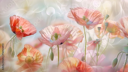 Wallpaper Mural Three pink flowers are in a field Torontodigital.ca