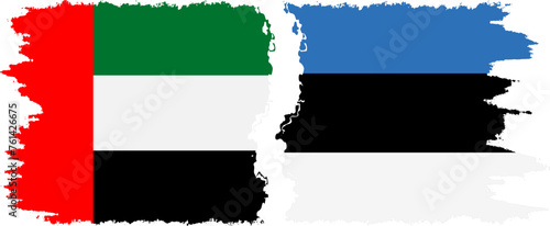 Estonia and United Arab Emirates grunge flags connection vector