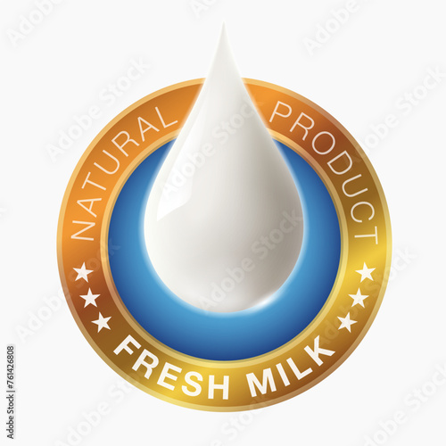 Natural fresh milk symbol Premium nutritional value for use in health products, beverages. Vector illustration.