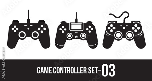 Video game controller silhouette vector set. video game controller, video game controller icon 