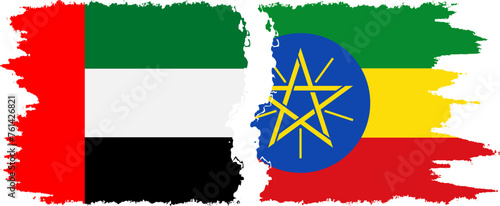 Ethiopia and United Arab Emirates grunge flags connection vector