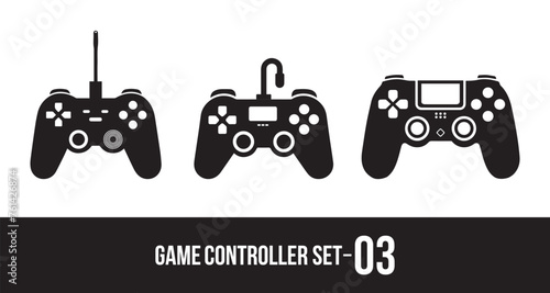Video game controller silhouette vector set. video game controller, video game controller icon 