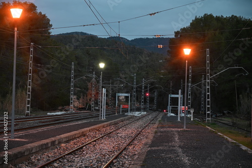 Via  ferrea en laestacion de Els Guiamets photo