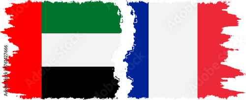 France and United Arab Emirates grunge flags connection vector