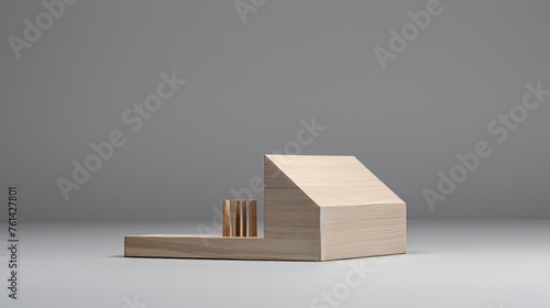 Building a model of a minimal concept. Isolated on a white-gray backdrop, background. Wooden (ID: 761427801)
