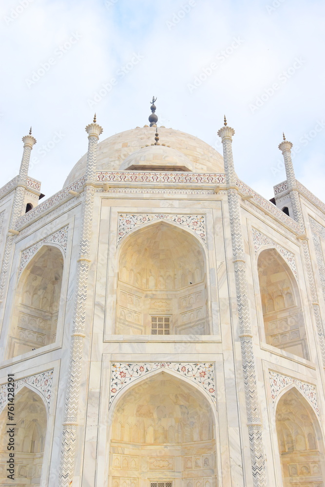 AGRA, INDIA - MARCH 17: The people visit Taj Mahal, Agra, India on March 17, 2024. The Taj Mahal is a mausoleum located in Agra, India and is one of the most recognizable structures in the world