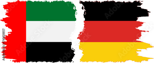 Germany and United Arab Emirates grunge flags connection vector
