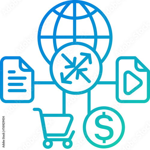 Content & Transit Network, Transit Network Icon - Green, Blue, Gradient, Outline