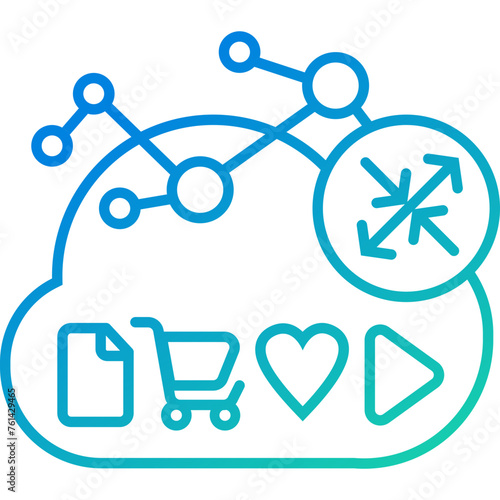Content & Transit Network, Transit Network Icon - Green, Blue, Gradient, Outline