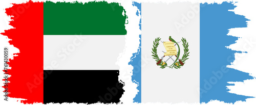 Guatemala and United Arab Emirates grunge flags connection vector