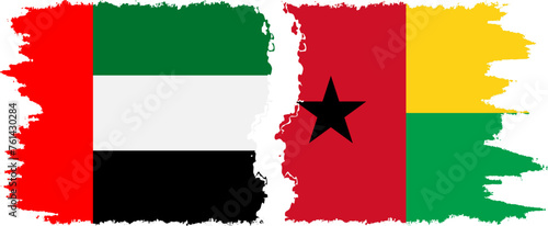 Guinea Bissau and United Arab Emirates grunge flags connection vector