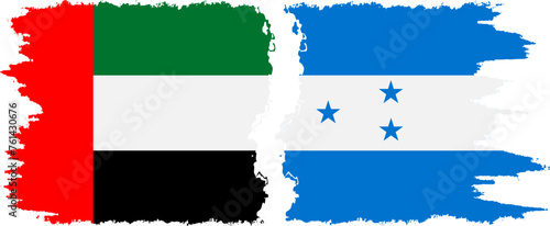 Honduras and United Arab Emirates grunge flags connection vector