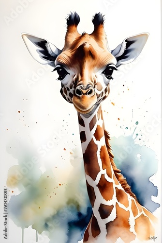 baby giraffe watercolor painting 