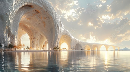 Pavilion with astral silk sails navigating dreams