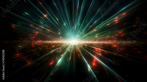 An artistic representation of laser beams intersecting in a symphony of light