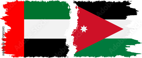 Jordan and United Arab Emirates grunge flags connection vector