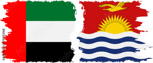Kiribati and United Arab Emirates grunge flags connection vector
