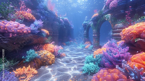 Undersea coral fortress mystical archways © AlexCaelus