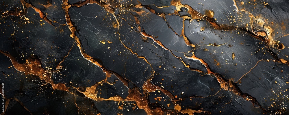 black marble texture background with cracked gold details black marble texture background with cracked gold details