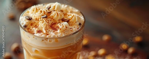 Close-up Ice coffee latte at home in a restaurant stye photo