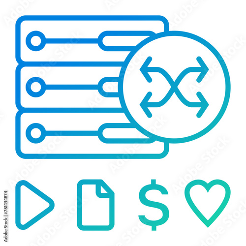 Content & Transit Network, Content Delivery Network Icon - Green, Blue, Gradient, Outline