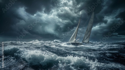 Sailboat in Stormy Waters