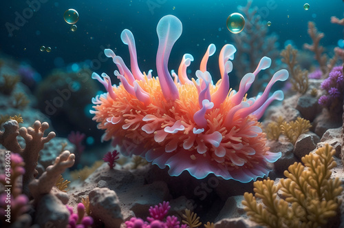 Vibrant Nudibranch Gliding Over a Colorful Coral Reef