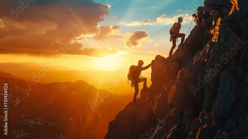 Climbers at Sunset