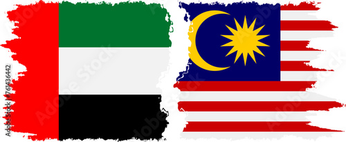 Malaysia and United Arab Emirates grunge flags connection vector