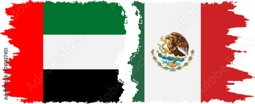 Mexico and United Arab Emirates grunge flags connection vector