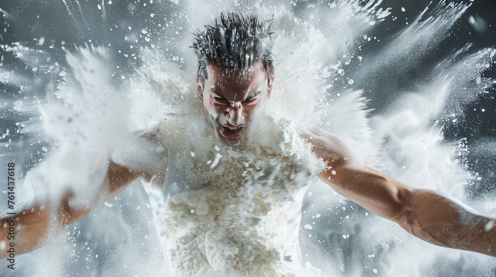 Obraz premium Dynamic Flour Explosion Action Shot