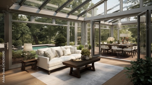 Sunroom with retractable walls for true indoor/outdoor living.