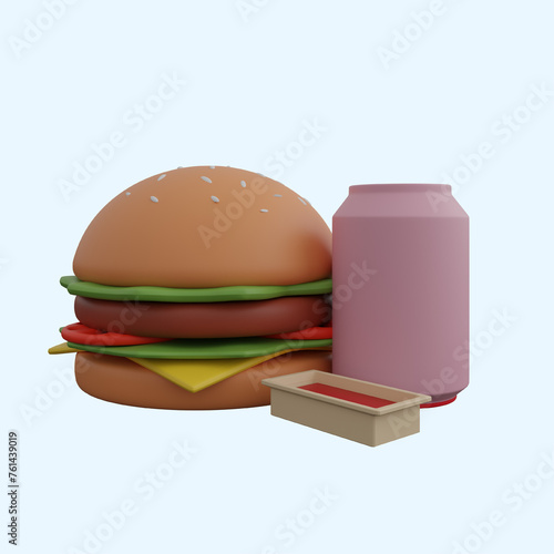Burger & Drink 3D Rander