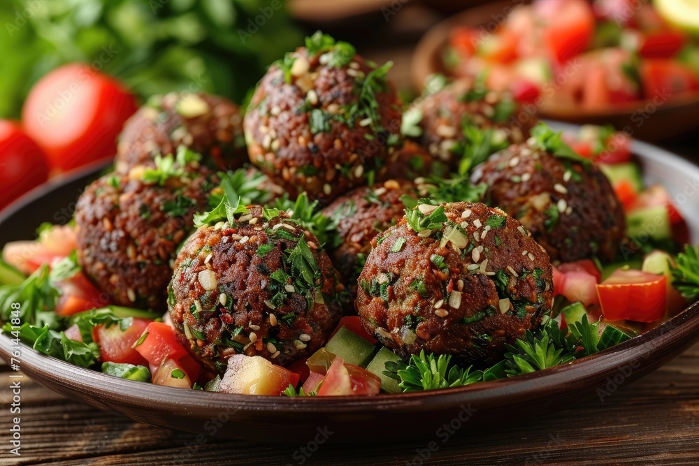Falafels are deep fried balls traditionally found in Middle Eastern cuisine food professional advertising food photography Falafels are deep fried balls traditionally found in Middle Eastern cuisine food professional advertising food photography