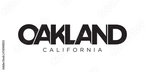 Oakland, California, USA typography slogan design. America logo with graphic city lettering for print and web.