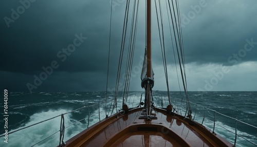 Nave a vela durante il brutto tempo