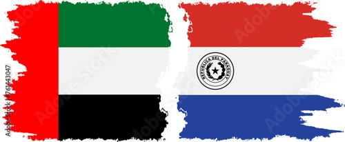 Paraguay and United Arab Emirates grunge flags connection vector